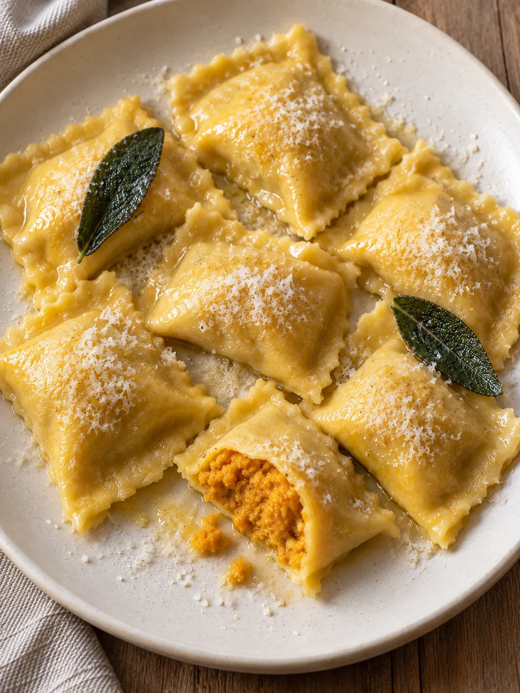 Tortelli mantovani al burro e salvia con ripieno di zucca visibile